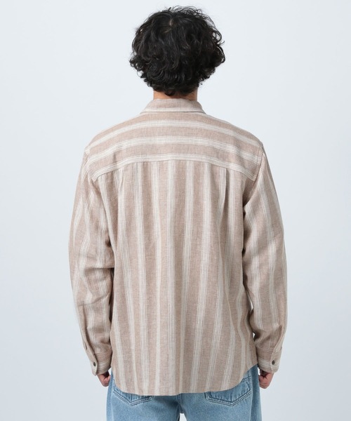 BAYFLOW（ベイフロー）の「ストライプリネン長袖シャツ（シャツ/ブラウス・メンズ・ベージュ/カーキ・SMALL/MEDIUM/LARGE）」の8枚目の写真