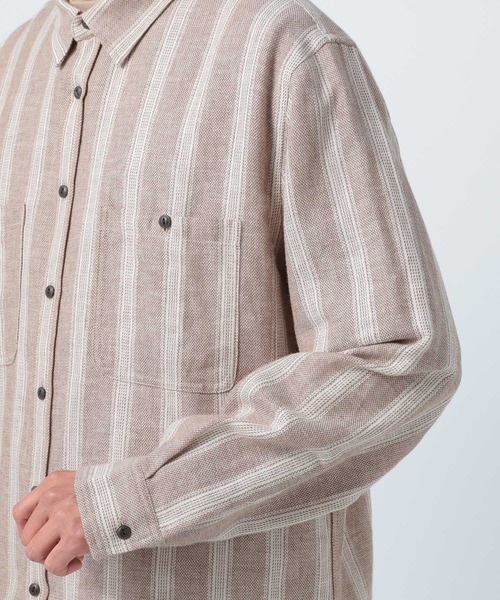 BAYFLOW（ベイフロー）の「ストライプリネン長袖シャツ（シャツ/ブラウス・メンズ・ベージュ/カーキ・SMALL/MEDIUM/LARGE）」の10枚目の写真