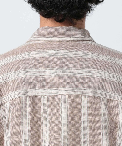 BAYFLOW（ベイフロー）の「ストライプリネン長袖シャツ（シャツ/ブラウス・メンズ・ベージュ/カーキ・SMALL/MEDIUM/LARGE）」の13枚目の写真