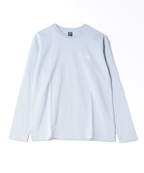TRAP/U (トラップユー)の「コットン天竺 / ワンポイントロゴ刺繍 クルーネック ロンTee(長袖)(Tシャツ/カットソー・メンズ・ホワイト/ブラック/ライトブルー・M/L)」の1枚目の写真