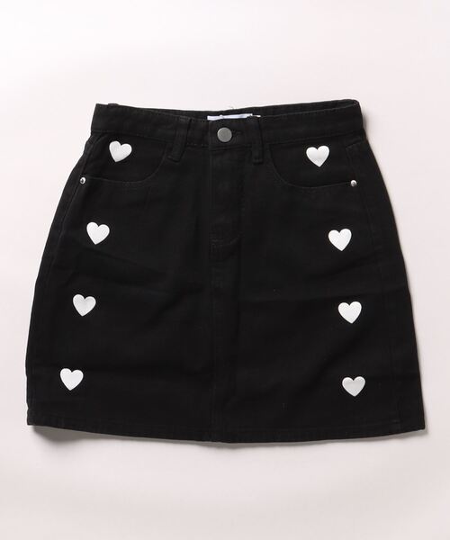 Mayree（メイリー）の「【Mayree】ハートデニムスカート（デニムスカート・レディース・ブラック・LARGE/MEDIUM/SMALL）」の2枚目の写真