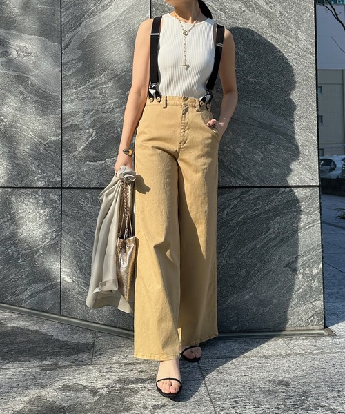 DouDou（ドゥドゥ）の「サスペンダー付パンツ（チノパンツ・レディース・ベージュ/ブラック・38/36）」の12枚目の写真