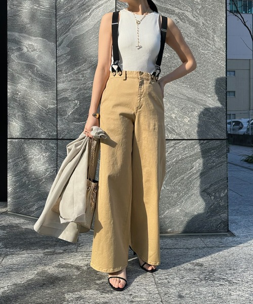 DouDou（ドゥドゥ）の「サスペンダー付パンツ（チノパンツ・レディース・ベージュ/ブラック・38/36）」の13枚目の写真