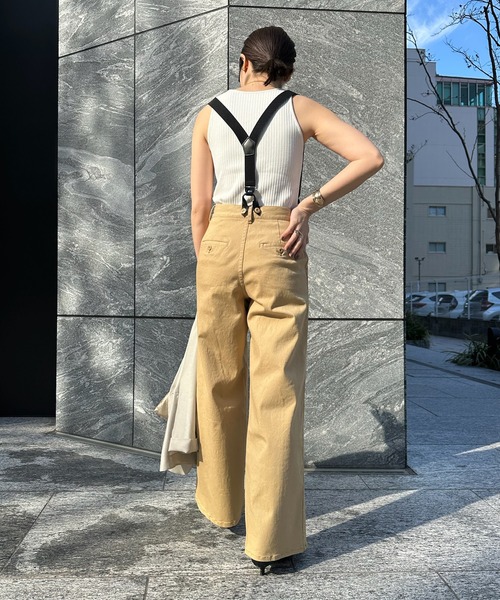 DouDou（ドゥドゥ）の「サスペンダー付パンツ（チノパンツ・レディース・ベージュ/ブラック・38/36）」の14枚目の写真