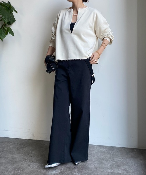 DouDou（ドゥドゥ）の「サスペンダー付パンツ（チノパンツ・レディース・ベージュ/ブラック・38/36）」の20枚目の写真