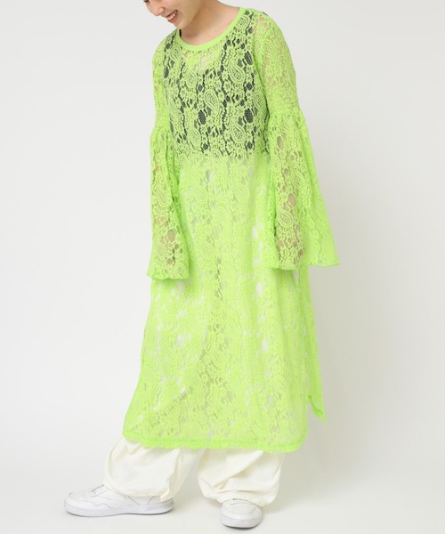 RNA(アールエヌエー)の「D1644 ペイズリーレースワンピ(ワンピース・レディース・ブラック/ホワイト/ライム・MEDIUM)」の3枚目の写真