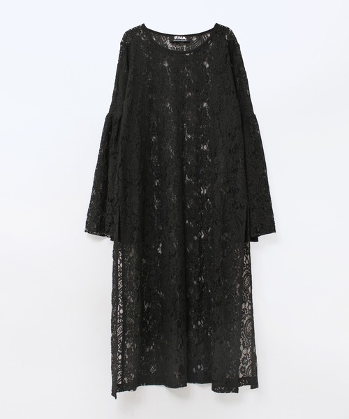 RNA(アールエヌエー)の「D1644 ペイズリーレースワンピ(ワンピース・レディース・ブラック/ホワイト/ライム・MEDIUM)」の4枚目の写真