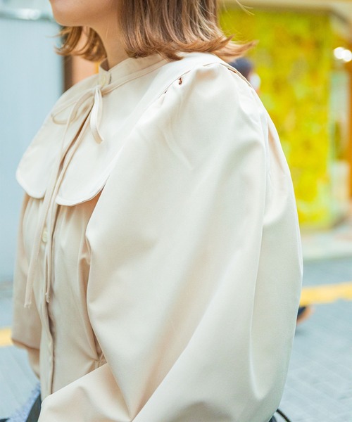 mimi toujours(ミミトゥジュール)の「2way 襟付き ロング ワンピース mimi toujours×itsPeachi(ワンピース・レディース・ベージュ/ミント/ホワイト・M)」の12枚目の写真