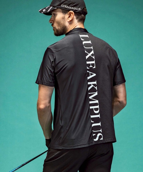 【セール】LUXEAKMPLUS(リュクスエイケイエムプラス)ゴルフ バックロゴ半袖モックネックTシャツ（Tシャツ/カットソー）｜LUXEAKMPLUS（リュクスエイケイエムプラス）
