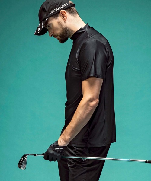 【セール】LUXEAKMPLUS(リュクスエイケイエムプラス)ゴルフ バックロゴ半袖モックネックTシャツ（Tシャツ/カットソー）｜LUXEAKMPLUS（リュクスエイケイエムプラス）