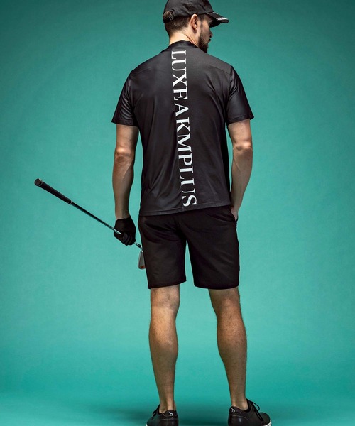 【セール】LUXEAKMPLUS(リュクスエイケイエムプラス)ゴルフ バックロゴ半袖モックネックTシャツ（Tシャツ/カットソー）｜LUXEAKMPLUS（リュクスエイケイエムプラス）