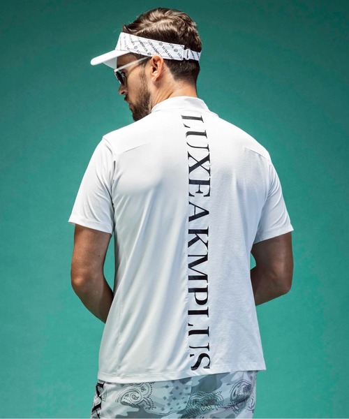 【セール】LUXEAKMPLUS(リュクスエイケイエムプラス)ゴルフ バックロゴ半袖モックネックTシャツ（Tシャツ/カットソー）｜LUXEAKMPLUS（リュクスエイケイエムプラス）