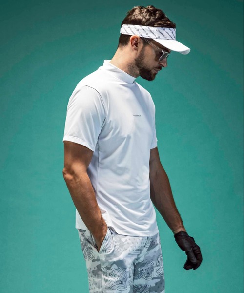 【セール】LUXEAKMPLUS(リュクスエイケイエムプラス)ゴルフ バックロゴ半袖モックネックTシャツ（Tシャツ/カットソー）｜LUXEAKMPLUS（リュクスエイケイエムプラス）