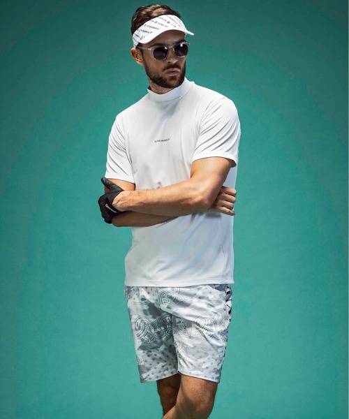 【セール】LUXEAKMPLUS(リュクスエイケイエムプラス)ゴルフ バックロゴ半袖モックネックTシャツ（Tシャツ/カットソー）｜LUXEAKMPLUS（リュクスエイケイエムプラス）