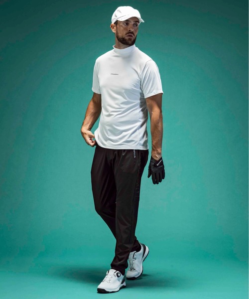 【セール】LUXEAKMPLUS(リュクスエイケイエムプラス)ゴルフ バックロゴ半袖モックネックTシャツ（Tシャツ/カットソー）｜LUXEAKMPLUS（リュクスエイケイエムプラス）