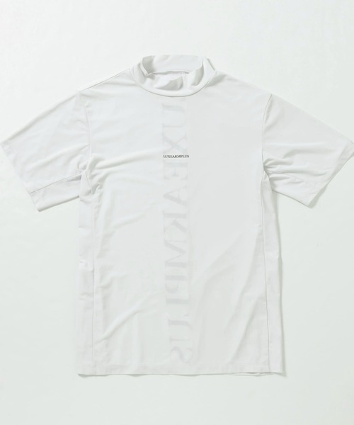 【セール】LUXEAKMPLUS(リュクスエイケイエムプラス)ゴルフ バックロゴ半袖モックネックTシャツ（Tシャツ/カットソー）｜LUXEAKMPLUS（リュクスエイケイエムプラス）