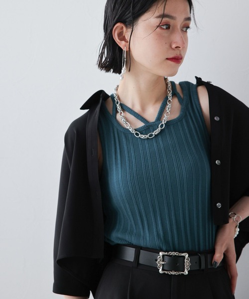 HARE（ハレ）の「ストリングデザインタンクトップ(HARE)（タンクトップ・レディース・グレー/ブルー/ブラック/ホワイト/オレンジ/パープル/ブルーグリーン/ワインレッド/グレー系その他/イエロー/ブラック×グレー/パープル系その他・FREE）」の7枚目の写真