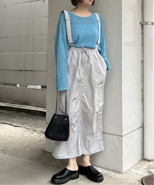 LEPSIM（レプシィム）の「サス付きナイロンスカート　108255（スカート・レディース・ライトグレー/カーキ/ブラック・FREE）」の7枚目の写真