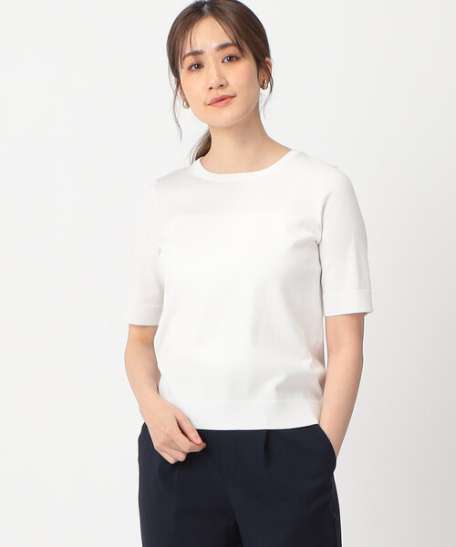 COMME CA ISM（コムサイズム）の「【UVカット】 ベーシック 五分袖 ニット（ニット/セーター・レディース・ブラック/ホワイト/レッド・MEDIUM/LARGE）」の8枚目の写真