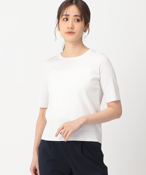 COMME CA ISM（コムサイズム）の「【UVカット】 ベーシック 五分袖 ニット（ニット/セーター・レディース・ブラック/ホワイト/レッド・MEDIUM/LARGE）」の9枚目の写真