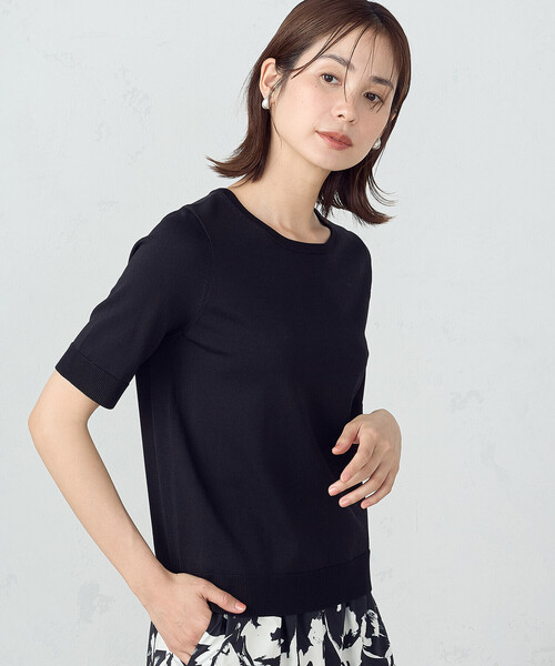 COMME CA ISM（コムサイズム）の「【UVカット】 ベーシック 五分袖 ニット（ニット/セーター・レディース・ブラック/ホワイト/レッド・MEDIUM/LARGE）」の13枚目の写真