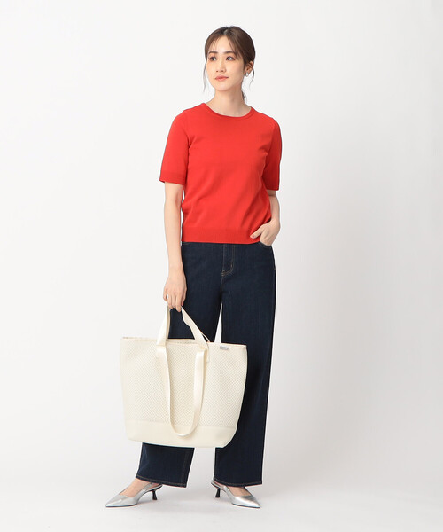 COMME CA ISM（コムサイズム）の「【UVカット】 ベーシック 五分袖 ニット（ニット/セーター・レディース・ブラック/ホワイト/レッド・MEDIUM/LARGE）」の16枚目の写真