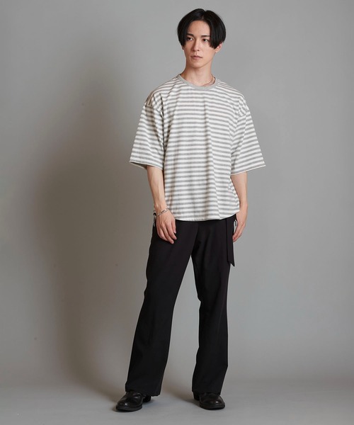 NO ID.(ノーアイディ)の「【NO ID.】Round Border U-Neck T-Shirt / ラウンド ボーダー Uネック Tシャツ(Tシャツ/カットソー・メンズ・ブラック/ネイビー/グレー・2/1)」の17枚目の写真