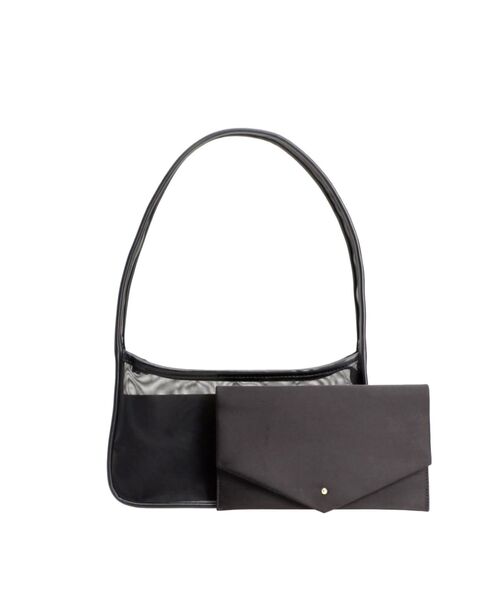 LAGUNAMOON（ラグナムーン）の「LADYシアーラウンドフォルムバッグ 結婚式 お呼ばれ（ハンドバッグ・レディース・ブラック/ベージュ・FREE）」の2枚目の写真