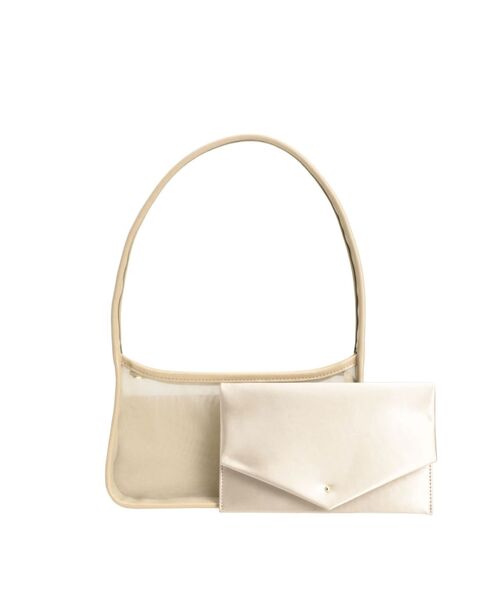 LAGUNAMOON（ラグナムーン）の「LADYシアーラウンドフォルムバッグ 結婚式 お呼ばれ（ハンドバッグ・レディース・ブラック/ベージュ・FREE）」の12枚目の写真