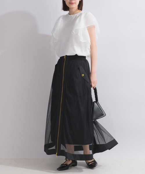 PICCIN（ピッチン）の「【WEB限定】フラッフィーフリルスリーブプルオーバー（Tシャツ/カットソー・レディース・ブラック/オフホワイト・M）」の12枚目の写真