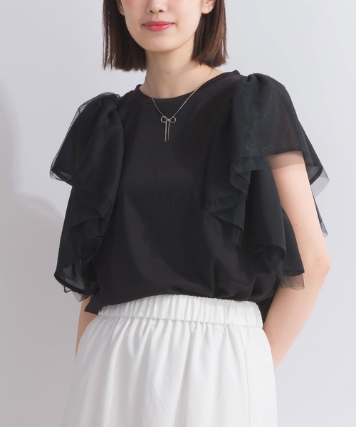 PICCIN（ピッチン）の「【WEB限定】フラッフィーフリルスリーブプルオーバー（Tシャツ/カットソー・レディース・ブラック/オフホワイト・M）」の15枚目の写真