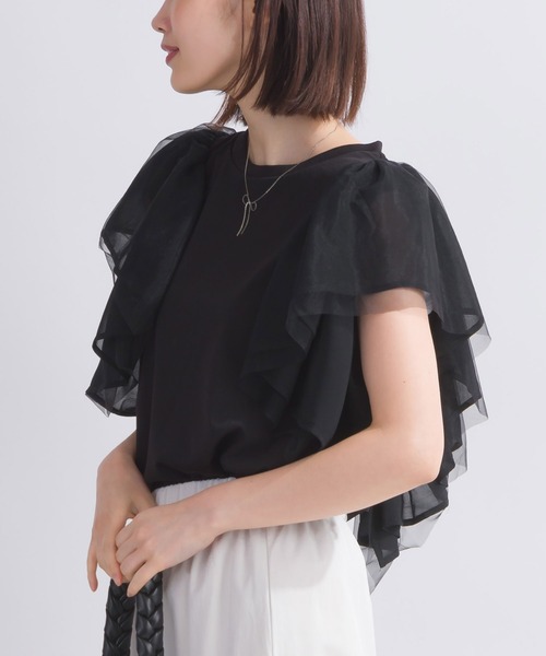 PICCIN（ピッチン）の「【WEB限定】フラッフィーフリルスリーブプルオーバー（Tシャツ/カットソー・レディース・ブラック/オフホワイト・M）」の16枚目の写真