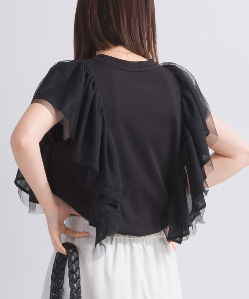 PICCIN（ピッチン）の「【WEB限定】フラッフィーフリルスリーブプルオーバー（Tシャツ/カットソー・レディース・ブラック/オフホワイト・M）」の17枚目の写真