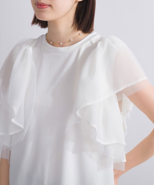 PICCIN（ピッチン）の「【WEB限定】フラッフィーフリルスリーブプルオーバー（Tシャツ/カットソー・レディース・ブラック/オフホワイト・M）」の3枚目の写真