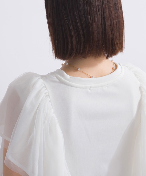 PICCIN（ピッチン）の「【WEB限定】フラッフィーフリルスリーブプルオーバー（Tシャツ/カットソー・レディース・ブラック/オフホワイト・M）」の4枚目の写真