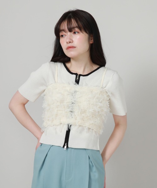 archives（アルシーヴ）の「リボンチュールビスチェ（ベスト・レディース・オフホワイト/ブラック/アイボリー・MEDIUM）」の2枚目の写真