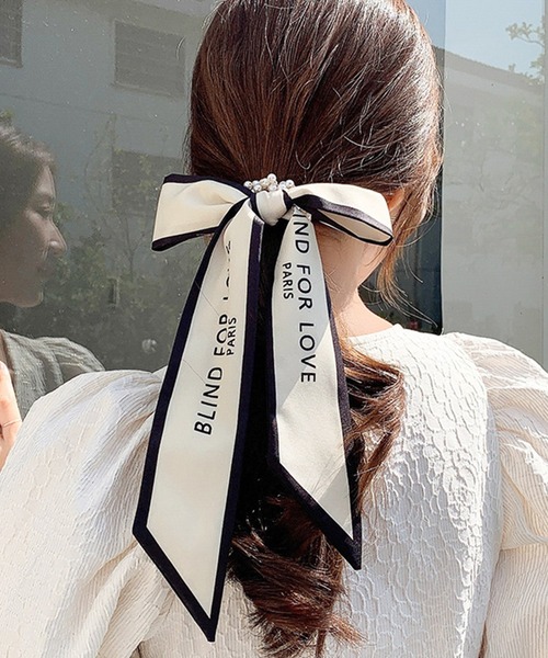 セール】リボン＆ツイリースカーフデザインシュシュ（シュシュ