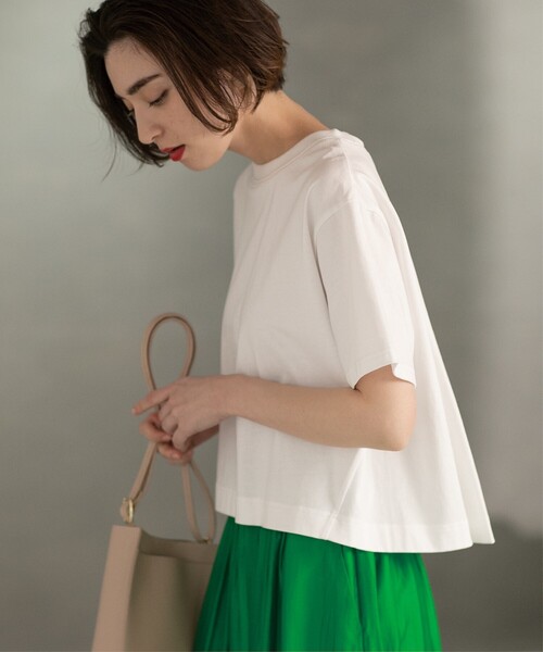 OPAQUE.CLIP（オペークドットクリップ）の「◆クロップドバックシャンTシャツ（Tシャツ/カットソー・レディース・ホワイト/チャコールグレー/スモーキーグリーン系/ブルー/ブラック・42/36/40/38）」の6枚目の写真