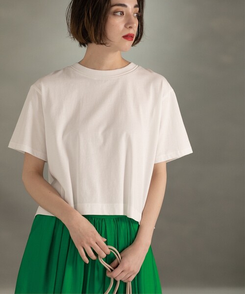 OPAQUE.CLIP（オペークドットクリップ）の「◆クロップドバックシャンTシャツ（Tシャツ/カットソー・レディース・ホワイト/チャコールグレー/スモーキーグリーン系/ブルー/ブラック・42/36/40/38）」の9枚目の写真