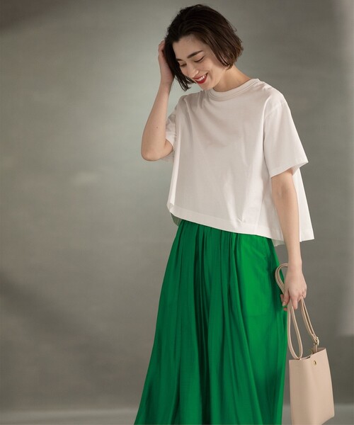 OPAQUE.CLIP（オペークドットクリップ）の「◆クロップドバックシャンTシャツ（Tシャツ/カットソー・レディース・ホワイト/チャコールグレー/スモーキーグリーン系/ブルー/ブラック・42/36/40/38）」の12枚目の写真