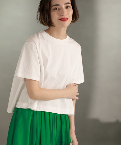 OPAQUE.CLIP(オペークドットクリップ)の「◆クロップドバックシャンTシャツ(Tシャツ/カットソー・レディース・ホワイト/チャコールグレー/スモーキーグリーン系/ブルー/ブラック・42/36/40/38)」の7枚目の写真