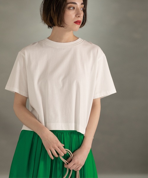 OPAQUE.CLIP(オペークドットクリップ)の「◆クロップドバックシャンTシャツ(Tシャツ/カットソー・レディース・ホワイト/チャコールグレー/スモーキーグリーン系/ブルー/ブラック・42/36/40/38)」の9枚目の写真
