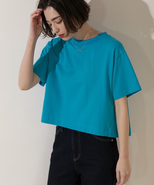 OPAQUE.CLIP(オペークドットクリップ)の「◆クロップドバックシャンTシャツ(Tシャツ/カットソー・レディース・ホワイト/チャコールグレー/スモーキーグリーン系/ブルー/ブラック・42/36/40/38)」の19枚目の写真