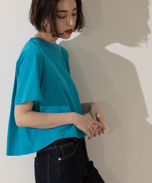 OPAQUE.CLIP(オペークドットクリップ)の「◆クロップドバックシャンTシャツ(Tシャツ/カットソー・レディース・ホワイト/チャコールグレー/スモーキーグリーン系/ブルー/ブラック・42/36/40/38)」の21枚目の写真
