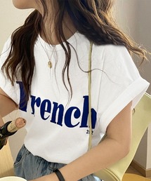 フレンチスリーブ 英字ロゴTシャツ 韓国