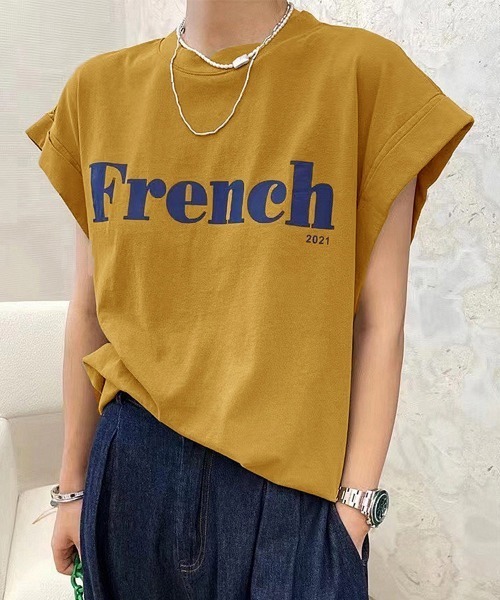 Miniministore(ミニミニストア)の「フレンチスリーブ 英字ロゴTシャツ 韓国(Tシャツ/カットソー・レディース・グレー/イエロー/ライトグリーン/ブラック/ホワイト・FREE)」の5枚目の写真