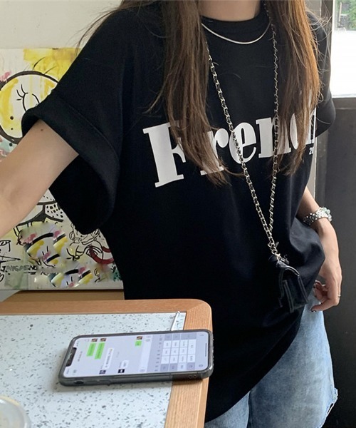 Miniministore(ミニミニストア)の「フレンチスリーブ 英字ロゴTシャツ 韓国(Tシャツ/カットソー・レディース・グレー/イエロー/ライトグリーン/ブラック/ホワイト・FREE)」の22枚目の写真
