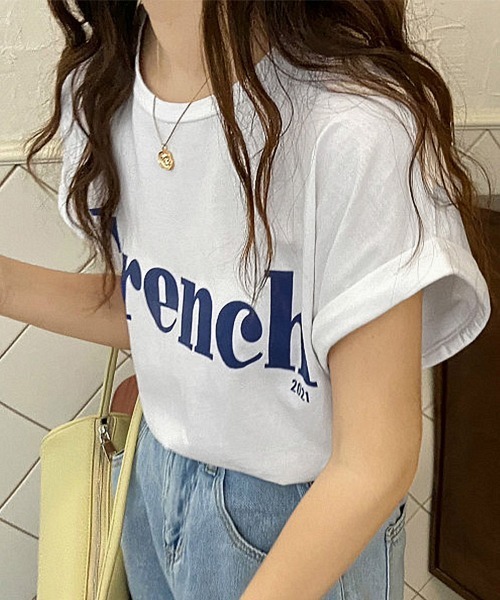 Miniministore(ミニミニストア)の「フレンチスリーブ 英字ロゴTシャツ 韓国(Tシャツ/カットソー・レディース・グレー/イエロー/ライトグリーン/ブラック/ホワイト・FREE)」の16枚目の写真
