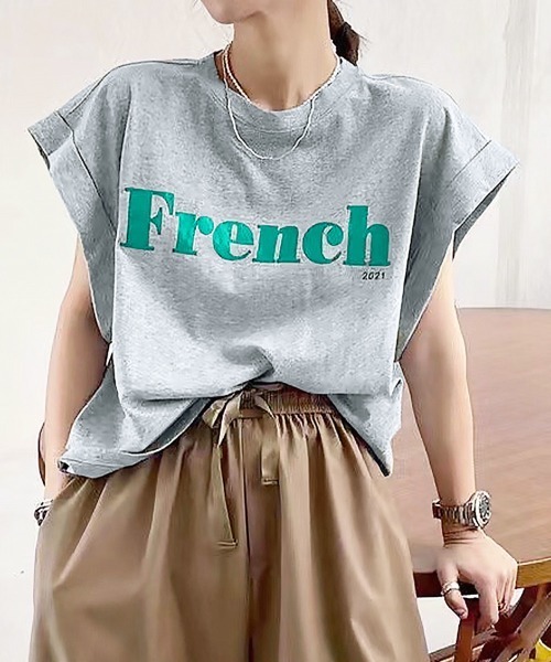 Miniministore(ミニミニストア)の「フレンチスリーブ 英字ロゴTシャツ 韓国(Tシャツ/カットソー・レディース・グレー/イエロー/ライトグリーン/ブラック/ホワイト・FREE)」の17枚目の写真