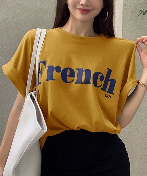 Miniministore(ミニミニストア)の「フレンチスリーブ 英字ロゴTシャツ 韓国(Tシャツ/カットソー・レディース・グレー/イエロー/ライトグリーン/ブラック/ホワイト・FREE)」の19枚目の写真